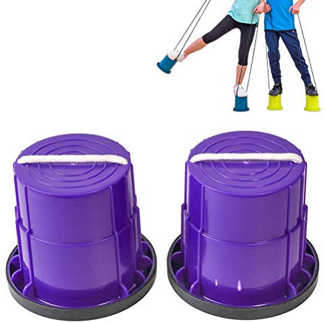 Deeabo Kinder Eimer Spielzeug auf Stelzen Gehtassen Agilität Stelzen Spiele Outdoor Trainer Spielzeug sensorisches Training Stelzen Ausrüstung zylindrische Stelzen rutschfest Ausrüstung