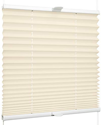 SchattenFreude Klemmfix-Plissee für Fenster | Mit Klemm-Haltern | Ohne Bohren | Creme, Breite: 120cm x Höhe: 100cm