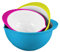 Colourful 3PC Plastic Mixing Bowls Set with Pouring Spout & Non-Skid Base: 3.8L, 2.8L & 1.9L - Style 4