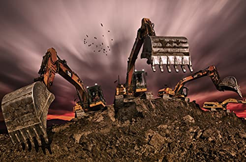 BAGGER Fototapete VLIES-500x280 cm (6117A)-Autos Motorrad Zug Surreal Baumaschine Fotokunst Wandtapete-Inkl. Kleister-Vliestapete Bild Dekoration Wand-Dekor Moderne Motiv-Tapete Panorama Poster XXL