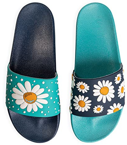 Dedoles Badeschuhe viele lustige Designs Bücher Kaffee Katze Party Pizza Dackel Fuchs Panda Delfin Geschenk, Farbe: Gänseblümchen, 36 EU