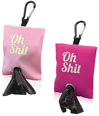 Fatiya tragbarer Hundekotbeutelhalter für Leine, Hundekotbeutelspender mit Metallclip für Spaziergänge, Laufen oder Outdoor-Zubehör (2 Stück, Rosa)