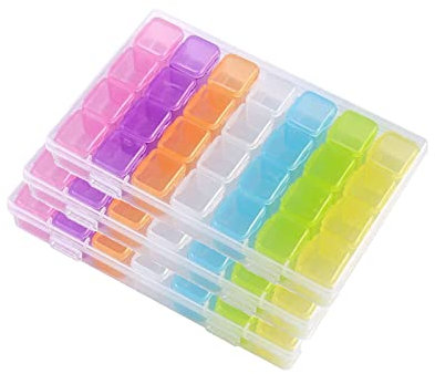 FOME Diamond Embroidery Box, 3 Pack Colorful Diamond Painting Storage Box Containers Each with 28 Mini Compartments Grids Mosaic Kits Accessories Storage Box and Cross Stitch Tools for DIY Art Craft