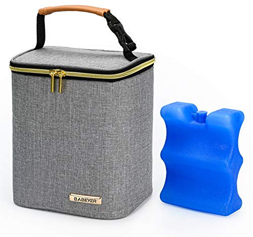 BABEYER Sac Isotherme pour Le Lait Maternel, Sac Isotherme pour biberon avec Sac de Glace pour 4 Bouteilles jusqu'à 270 ML, Parfait pour Les Soins de la journée, Les Voyages, Les Mamans allaitantes,