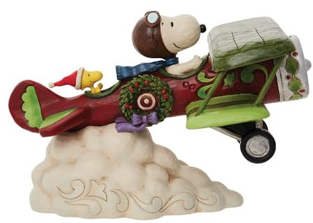 Enesco Peanuts by Jim Shore Snoopy Flying Christmas Ace Flugzeug-Figur, 13 cm, mehrfarbig