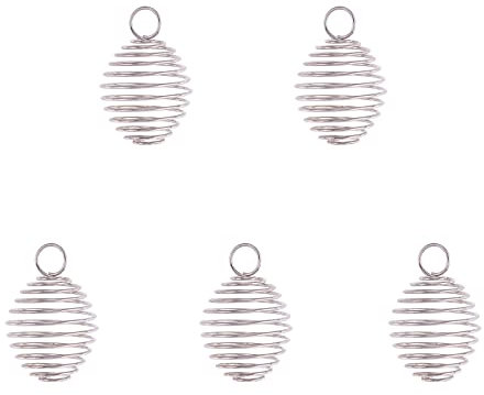 Airssory 10 Stück Edelstahl runde Draht-Anhänger, Spirale, zum Umwickeln von Perlen, Käfig-Steinen, für Schmuckherstellung, DIY