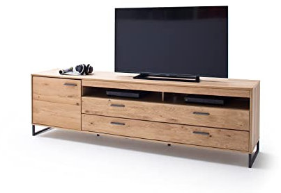 expendio TV-Board Pedro 7 Asteiche Bianco teilmassiv 224x67x50 cm TV-Möbel Lowboard TV-Schrank Wohnzimmer