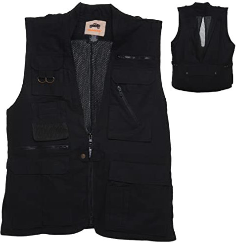 Humvee Safari Photography Vest for Men, Women, Unisex - Vest for Hunting, Fishing, Camping, Travel, Hiking, Outdoor - 100% Cotton, Black, X Large