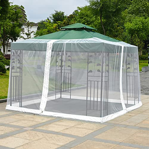 JIEXUHDE Parasol de terrasse, moustiquaire, filet carré en polyester avec double porte à fermeture éclair, convient aux parapluies d'extérieur de 3 m et tables de terrasse (300 x 300 x 230 cm, blanc)