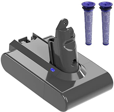 V6 Batterie 6000mAh Li-ION de Remplacement Batterie pour Dyson V6, DC58 DC59 DC61 DC62 DC72 DC74 SV03 SV04 SV05 SV06 SV07 SV09 Aspirateur à Main Batterie avec 2 filtres