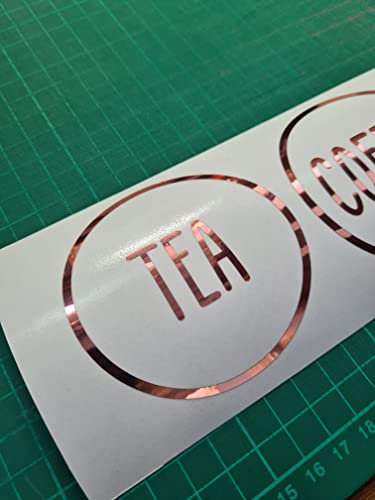 Rose Gold Chrome Tea Coffee Sugar Circle Modern Design Kitchen Jar Canister Labels Vinyl Stickers, 75mm x 75mm