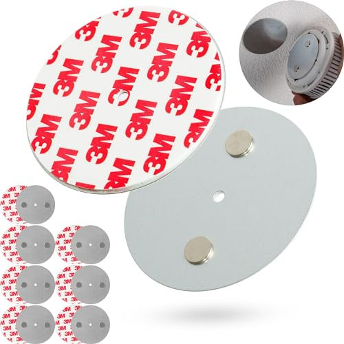 Support Magnétique pour Détecteur de Fumée, 8 pièces, Ø 70 mm diamètre, à coller ou à visser, support magnétique pour une fixation facile, plaquette adhésive détecteur CO, support détecteur d'incendie