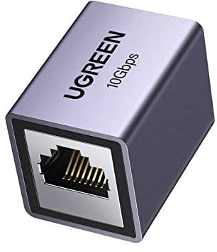 UGREEN Adaptador RJ45 10Gbps Conector de Extensión LAN Acoplador para Gigabit Acoplamiento de Cable Ethernet Cat7/ Cat6/ Cat5e (Gris,1 Pieza)