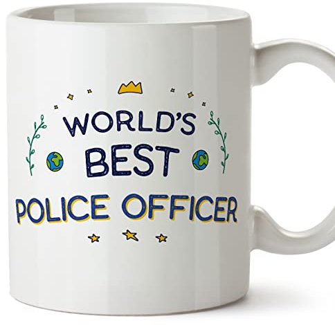 MUGFFINS Police Officer Mug - in English - World's Best - Funny Gift for Colleagues - Ceramic 11oz Mug