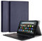 TECHGEAR QWERTY Strike Folio Hülle für Amazon Fire HD 8 Zoll 14. / 12. Generation, 2024/2022 - PU-Lederhülle mit Abnehmbarer Bluetooth-Tastatur und Ständer, Amazon Fire HD 8 Tastaturhülle (Denimblau)