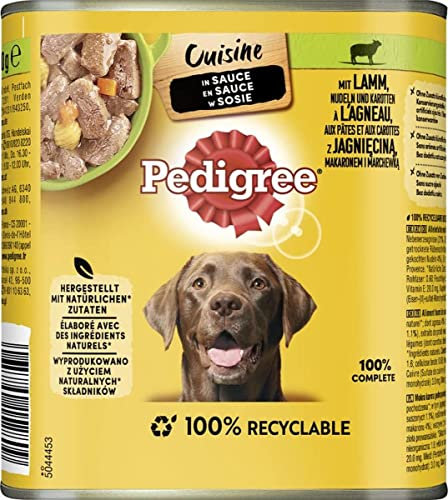 Pedigree Cuisine Hundenassfutter Lamm, Nudeln & Karotte, 800 g Dose