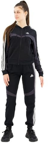 adidas Damen Boldblock Track Suit Trainingsanzug, Black/White, S