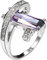 Daesar Damen Ringe Verlobung, Ring Versilbert mit Lila Rechteck Zirkonia Silber Ring Frauen Jugendstil Gr.57 (18.1)