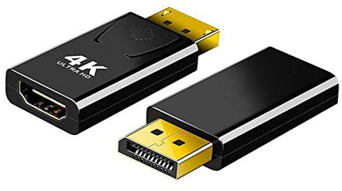SHUBEIEUMI Adaptateur DisplayPort vers HDMI, 2 Pack 4K DP Mâle vers HDMI Femelle Adaptateur, Adaptateur 4K 60hz DP vers HDMI avec Ordinateur De Bureau/Pc De Bureau/Pc/Moniteur/HDTV