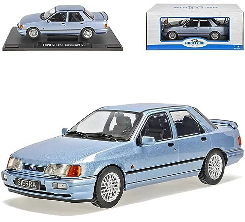 alles-meine.de GmbH Ford Sierra Cosworth Limousine Silber Blau Grau Metallic 1982-1993 1/18 Model Car Group Modell Auto mit individiuellem Wunschkennzeichen