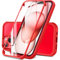DOSNTO Double Sided Clear Case for iPhone 15 Plus (6.7''), Front and Back Full Body 360 Shockproof Drop Protection Phone Case Built-in Tempered Glass Screen Protector Rugged Phone Cover, Red