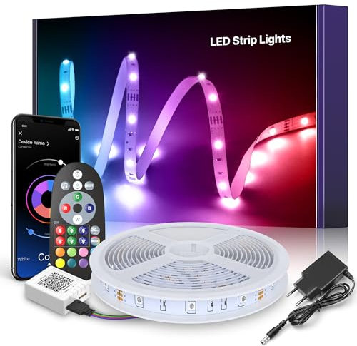 Mexllex Ruban Led 10M, Bande Led Lumineuse Flexible Multicolore, Bluetooth App Contrôle Synchroniser avec Rythme de Musique RGB Bandeau Led pour Decoration Chambre, Gaming Room, Plafond, Mariage, Fête