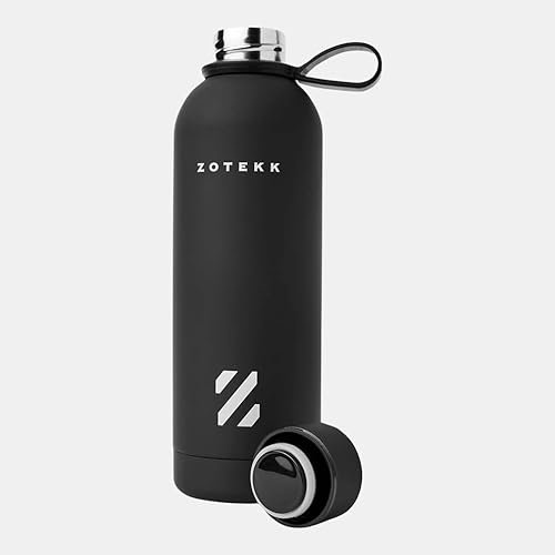 ZOTEKK | Drinking Bottle 500ml | Wasserflasche, Trinkflasche mit Grosse Öffnung für einfaches Nachfüllen und Gummigriff - Black