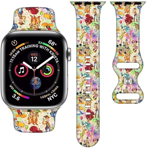 Cartoon-Armband für Apple Watch, 38 mm/40 mm/41 mm/42 mm/44 mm/45 mm, für Apple Watch SE Serie 8, 7, 6, 5, 4, 3, Silikon-iWatch-Band für Damen, Kinder, Herren, 42/44/45mm, Ohne Edelstein