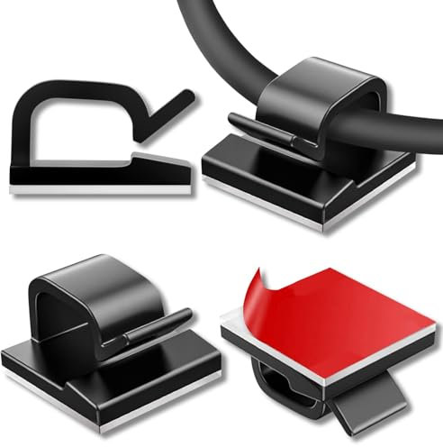 QUBORT® Kabelhalter Selbstklebend Schwarz 60 Stück Kabelclips Hochviskose Kabelklemmen Schreibtisch Organizer Kabelführung für Ladekabel Wand Des, Adieu Kabelsalat