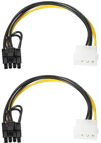 sourcing map 4 Pin to 8 Pin Male PCI Express Cable PCIE Graphics Card Power Converter Adapter Cables Connector 220mm/8.7 for Video Card, Pack of 2