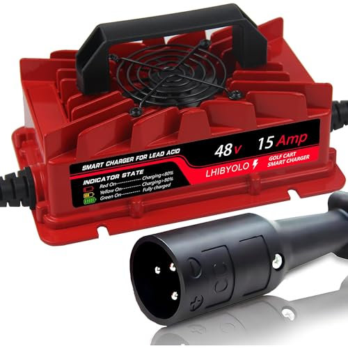 LHIBYOLO 48V Golf Carts Battery for 15 AMP Club Car, with Type 3-Pin Round Plug, 4-7 Hours Full,Club Car 48 Volt,48 Volt Golf Cart Batteries