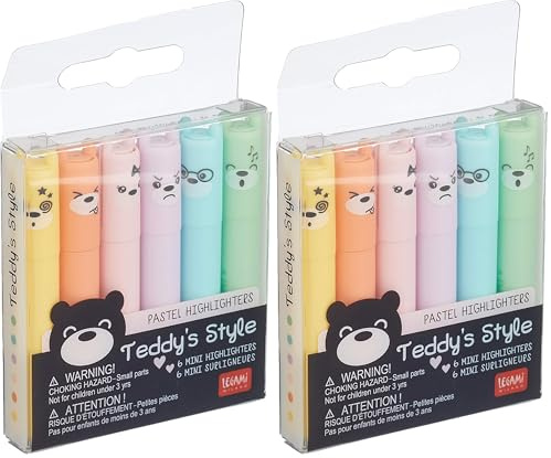 LEGAMI Teddy's Style Lot de 12 mini surligneurs