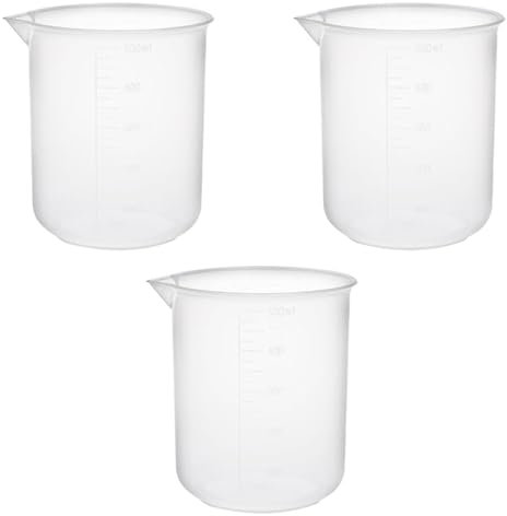 TOP-VIGOR 3Pcs 500ml Plastic Measuring Cups, Transparent Lab Graduated Beakers Liquid Measuring Cups, Heat Resistant Measuring Jugs Mixing Cups for Baking Cooking Lab
