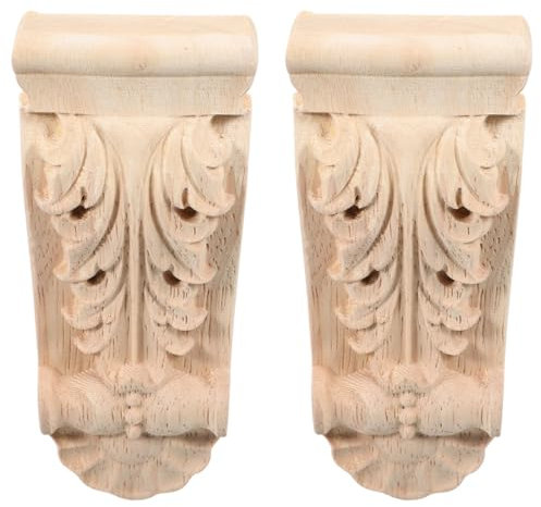 Housoutil Wooden Corbels, 2PCS DIY Wood Appliques, Decorative Wooden Mouldings for Archway Fireplace Cupboard Cabinet Living Room