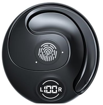 URIZONS Ear Clip Ball Cuffie Bluetooth con cordino in silicone - Senza fili Palla Auricolari wireless TWS Auricolari Sferico sportivi con custodia di ricarica per giochi e sport - Nero