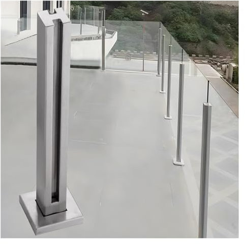 Glas Geländerpfosten Glashalter Edelstahl Edelstahl Glasgeländer-Pfosten-Set, Bodenmontage Deckbalustersystem für Schwimmbäder / Garten / Balkon / Terrasse / Treppenhaus, Passend für 10–12 mm Dickes G