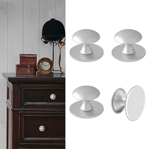 CcHhyyt 4 Stück Selbstklebende Knöpfe für Schrank Silber Selbstklebende Schrankknöpfe aus Edelstahl Knauf zum kleben für Schubladen Duschtür Spiegelschrank Glastür Türknauf ohne Bohren Möbelgriffe