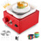 Mini Pottery Wheel, Couleeur 2000RPM & 10/6.5cm Plates Turntable Pottery Machine, Adjustable Speed Electric Pottery Wheel with Shaping Tools and Removable Basin for Pottery DIY, Pottery Teaching(Red)