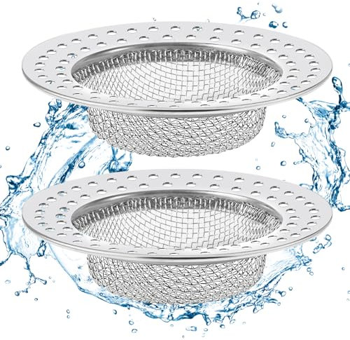 Diboniur 2 Piezas Colador Fregadero, Filtro Desague Ducha de Acero Inoxidable para Cocina baño, Fregadero, Diámetro Externo 7,8 cm