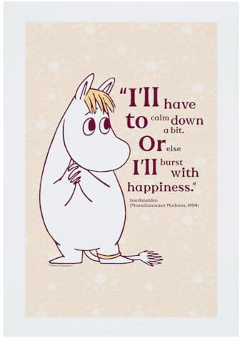 Moomin Poster mit Zitat Happiness Moominsummer Madness Snorkmaide, A4, Wandkunst