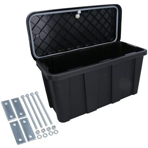 Small Trailer Plastic Lockable Tool Box Chest Locker Storage + A-Frame Fixing Kit