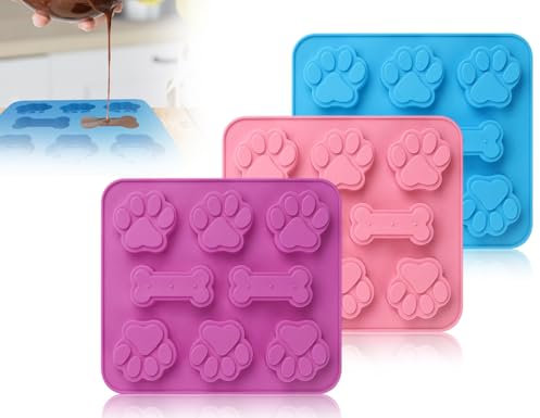 AOYEGIC 3 pezzi stampi in silicone per cani,stampo da forno riutilizzabile per zampe e ossa di cane,tappetini da forno per biscotti per cani,stampi per cioccolato,teglie da forno
