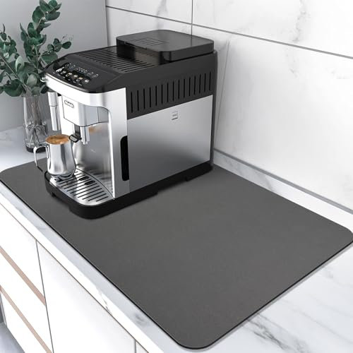 Coffee Mat Super Absorbent Drying Mat Coffee Bar Accessories Match with Waterproof Rubber Backing Fit Under Coffee Maker Coffee Machine Coffee Pot Coffee Bar Accessories (Dark Gray, 30×50cm)