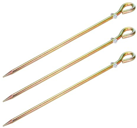 sourcing map 3 Pcs Ground Rod Colored Zinc Galvanized Grounding Pin 1.44ft Straight with Hole Grounding Stake for Antenna Satellite Dish Electric Fence