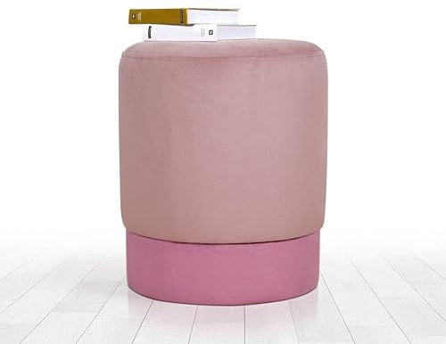 Atelier Del Sofa Bohemian Pink Pouffe, 43 cm Height x 38 cm Depth | 50% Cotton & 50% Velvet, 5 cm Orthopedic Sponge | Stylish & Comfortable for Hotel & Home Decor