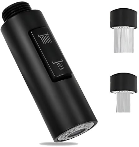 Douchette à main extractible 2 modes - Robinet de cuisine - Buse de rechange - Pommeau de douche en plastique - Robinet de douche - Douchette d'évier - Robinet de cuisine - Noir