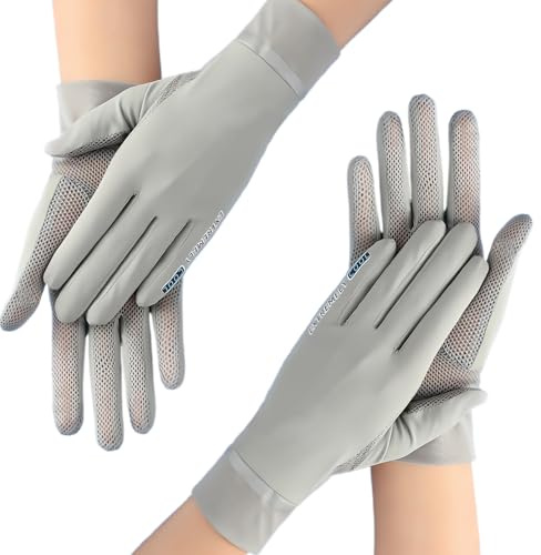 Kaslaider 2 Pares Guantes de Protección Solar para Mujer | Protección Solar Guantes de Muñeca, Guantes de Seda de Hielo Transpirables Touchscreen para Conducción Ciclismo Pesca Golf