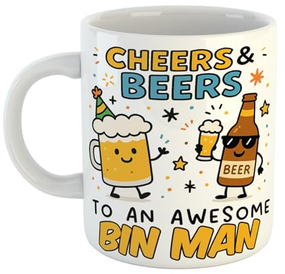 Cheers and Beers to an Awesome Bin Man Funny Gift Mug for Birthday, Birthday, Mum, Aunty, Nan