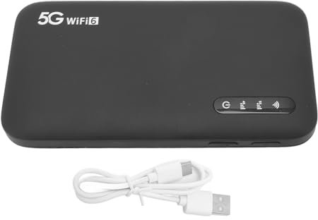 5G WiFi 6 Router Hotspot Portatile con Slot SIM Support 16 Dispositivi Batteria da 6100 MAh, Monitor LED a LED, per Uso Domestico e di Viaggio