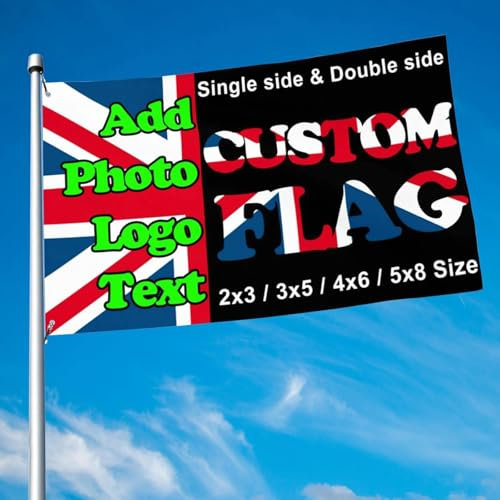 HWFOI Personalisierte Flagge, Fahne Selbst Gestalten 3X5 FT, Fügen Sie Ihr eigenes Bild hinzu, Text, Personalisierte Wanddekoration Garten-Yard-Schild Camping Flagge(ohne Fahnenmast)
